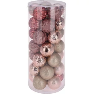 Karácsonyi gömb 6cm 35db/set, pink kpm