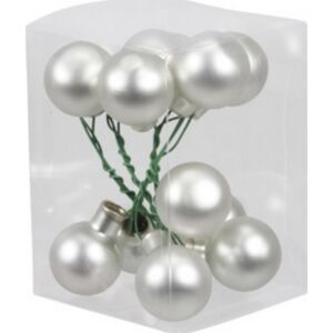 Karácsonyi 2,5cm gömb drótos 2 üveg betűzős ezüst matt 