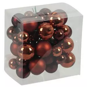 Karácsonyi gömb 2,5-3cm üveg betűzős 2/2,5/3cm sötét barna fényes-matt S/6