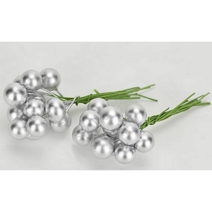Karácsonyi gyöngy pick 1cm Gyöngy betűzős ezüst 24db/csomag [5998997714756]