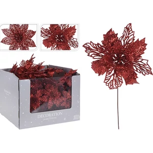 Mikulás virág 21cm glitteres piros kpm