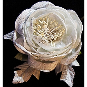 Karácsonyi pick dekor rózsa rózsaszín-arany fehér-ezüst glitterrel méret: kb.15cm Karácsonyi dekoráció