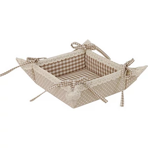 Kosár - Kenyereskosár 35x35cm Flower Basket pöttyös/kockás