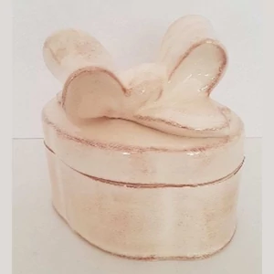 Kerámia doboz 15,5x11,5x15cm Romantik natúr ovál,kézzel festett