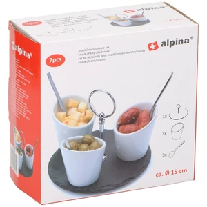 Kerámia kínáló szett Alpina 15cm tálca + 3db 4x7cm tál+ 3db kanál