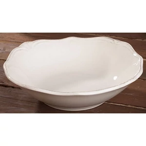 Kerámia tál antikolt 22cm krém színű liliom mintás porcelán