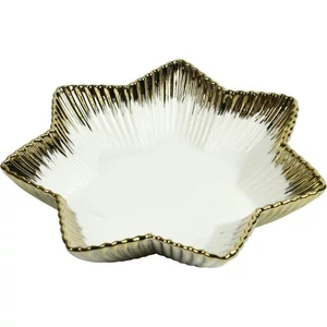 Kerámia tálaló tál fehér arany 18,5x18,5x4cm SDDST5 élethű