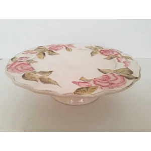 Tortatál Porcelán 28x9cm virágos bordó, kézzel festett