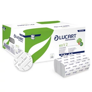 Kéztörlő 2rétegű V hajtogatású 190 lap/cs 20 cs/karton EcoLucart 863046 fehér