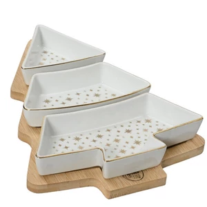 Kínáló szett karácsonyi 24' fenyőfa alakú, fa tálcán 31cmx22.5cmx5.2cm sdkae
