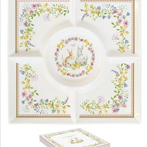 Kínálótálca porcelán 25x25cm, Happy Easter dobozban,