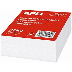 Kockatömb Apli 100x100mm ragasztott, fehér (500lap/csom) Irodai kiegészítők