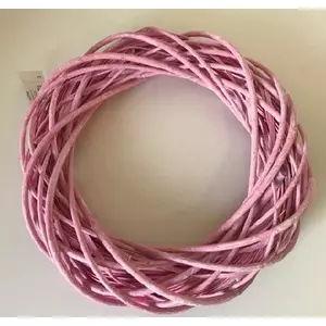 Koszorú alap vesszőből rattan koszorú, 35cm pink