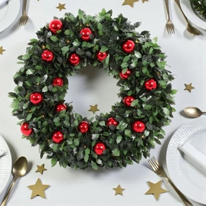 Koszorú karácsony 30 LED, meleg fehér, időzítő, 3xAA elemm 50x50x8cm kpm25