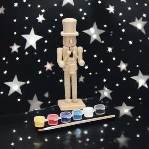 Kreatív festő készlet 24'' festhető, 18cm fa diótörő +festék+ecset kpm