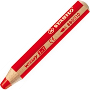 Színes ceruza 10 Stabilo Woody 3in1 vastag kerek piros Írószerek STABILO 880/310