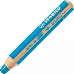 Színes ceruza 10 Stabilo Woody 3in1 vastag kerek ciánkék Írószerek STABILO 880/450