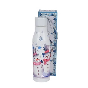 Kulacs duplafalú 500ml Rozsdamentes acél hőtartó útipalack Snowman