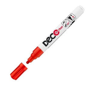 Lakkmarker deco marker piros kerek hegyű 2-4mm lakkfilc, fémre, fára, műanyagra
