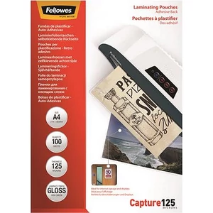 LamináLó fólia 125mik Fellowes A4 fényes öntapadó meleglamináló fólia FELLOWES CRC53289