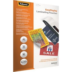 LamináLó fólia 80 mik Fellowes Meleglamináló-fólia A3 fényes öntapadó 25 db