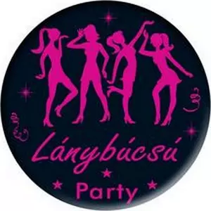 Party kitűző Lánybúcsúra fekete-rózsaszín - 5,5cm