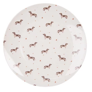 Tányér lapos porcelán 26cm, Fleuri terracotta lapostányér kézzel festett