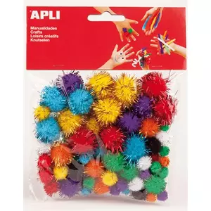 Dekor pompon Apli Creative csillogó, vegyes színek 78db/csomag 13062