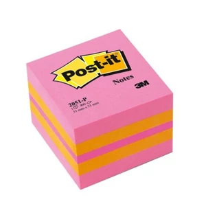 Öntapadós jegyzetömb 51x51mm 3M/Post-it mini pink 2051P 400lap/csom