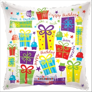 Partylufi fólia 18' Happy Birt kispárna szülinapi 18inch/45cm Fólia Léggömb+hélium
