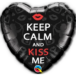 Partylufi fólia 18' Valentin n Szív alakú 18inch/45cm Black Red Love Fólia Léggömb+hélium