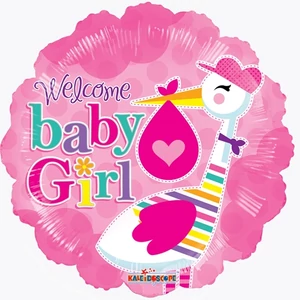 Paty lufi gömb 18' Baby Girl rózsaszín fólia léggömb 45cm
