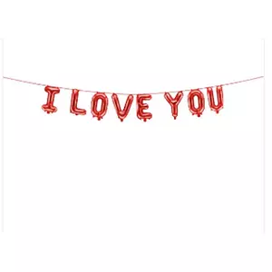 Party Lufi fólia valentini I love you, felirattal piros betűkből