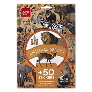 Matrica Apli újra felhasználható, 50db, Kids Stickers szavanna állatai