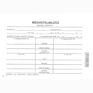 Ny B 18-21 meghatalmazás Meghatalmazás egyszeri alkalomra