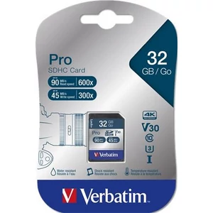 Memóriakártya SDHC 32GB VERBATIM PRO 90/45MB/s Adattárolók VERBATIM 47021