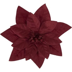 Mikulásvirág textil 21' csipeszes, 16cm bordó