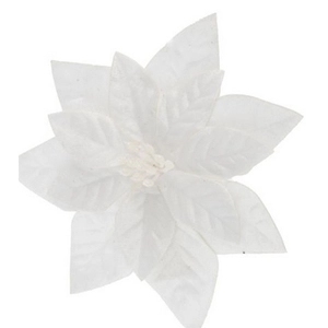 Mikulásvirág textil 21' csipeszes, 16cm fehér