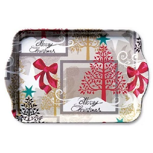 Műanyag kistálca 13x21cm karácsonyi mintával Modern X-mas