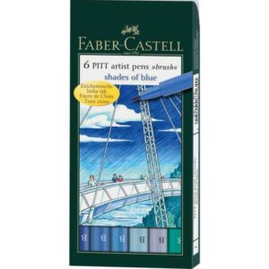Faber-Castell művész filctoll Pitt Brush szett-B- 6db kék árnyalata AG-művészfilc 167164