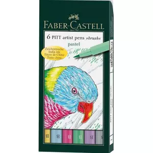 Faber-Castell művész filctoll Pitt Brush szett-B- 6db pasztell szín AG-művészfilc 167163
