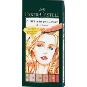 Faber-Castell művész filctoll Pitt Brush szett-B- 6db test, bőr szí AG-művészfilc 167162