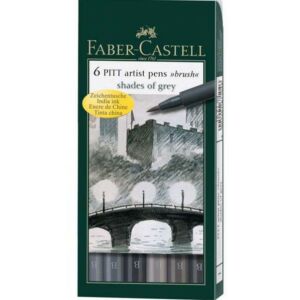Faber-Castell művész filctoll Pitt -B- 6db szürke árnyalatai AG-Pitt 167104