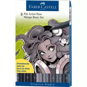 Faber-Castell művész filctoll Pitt 8db -B+S+M- Manga Basic AG-Pitt 167107