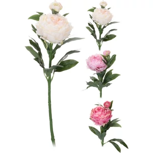 Selyemvirág - művirág 60cm '2 2 fejes, 3 féle pünkösdi rózsa pink kpm levelekkel bimbóval