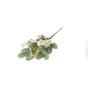 Selyemvirág - művirág ág hortenziával 45cm zöld, fehér