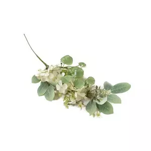 Selyemvirág - művirág ág hortenziával 75cm zöld, fehér