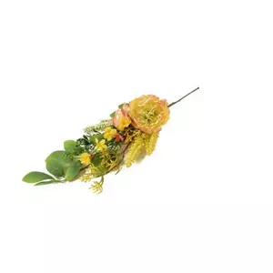 Selyemvirág - művirág ág peoniával, hortenziával 50cm zöld, sárga