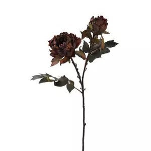 Selyemvirág - művirág antik peonia szálas 50 cm barna