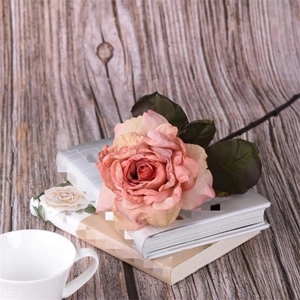 Selyemvirág - művirág antik rózsa szálas 65 cm mályva